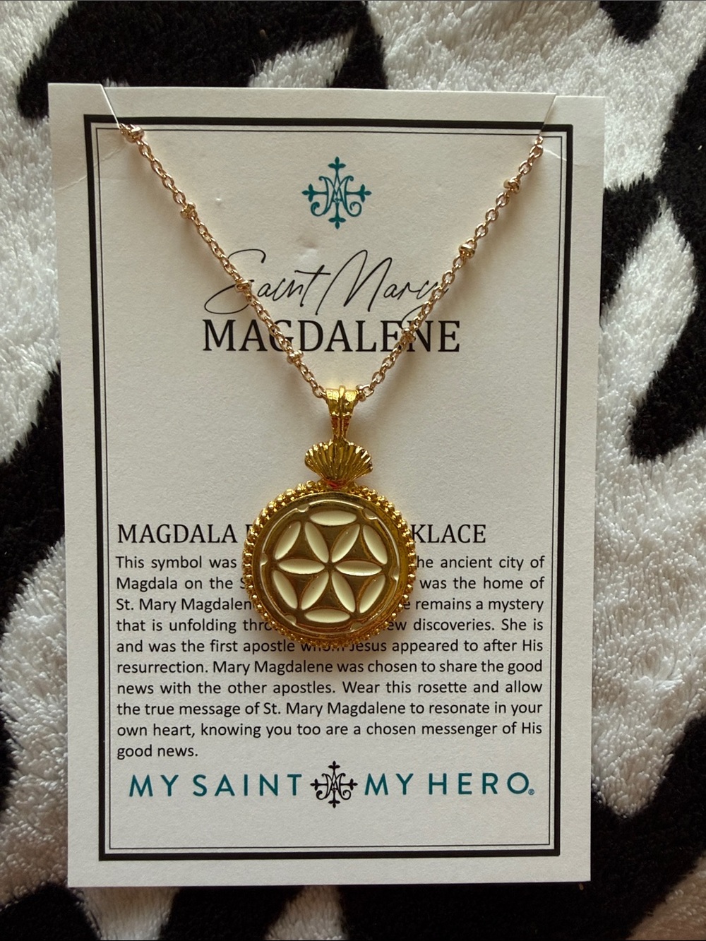 Saint Mary Magdalene Gold Pendant Necklace by My Saint My Hero. New never worn